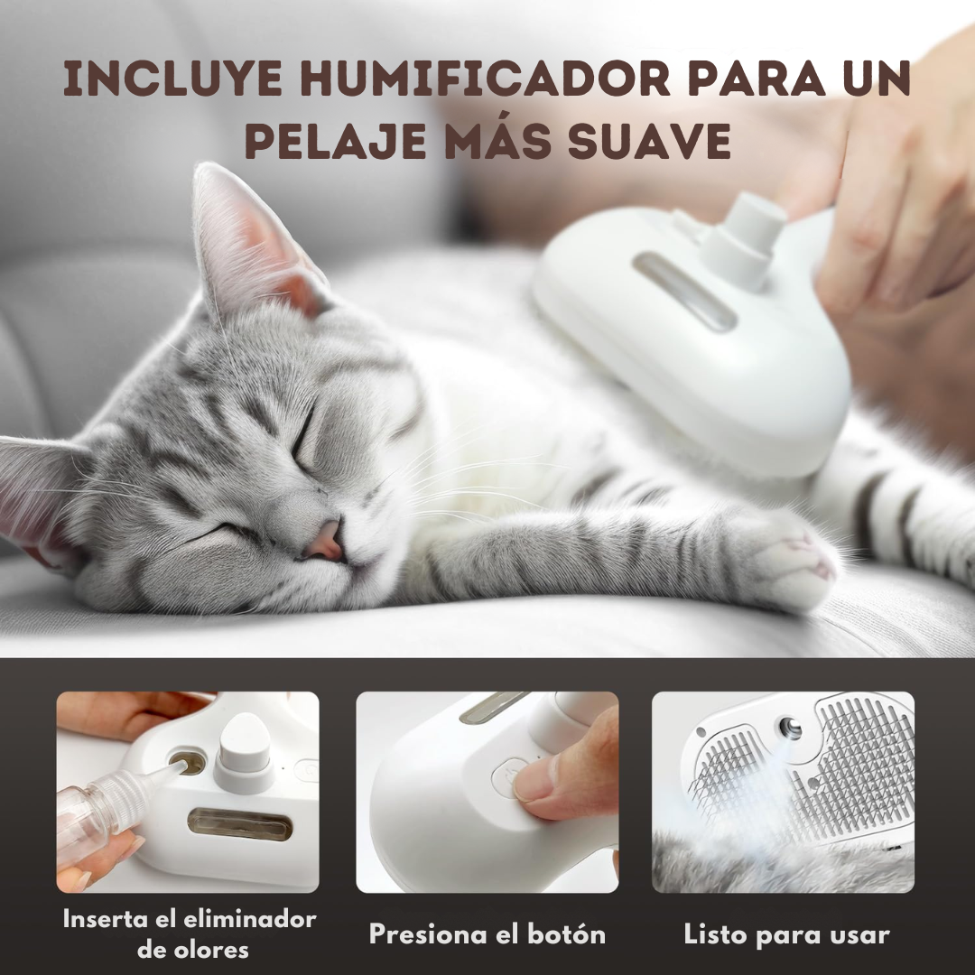 Cepillo para mascotas humificador y extraible